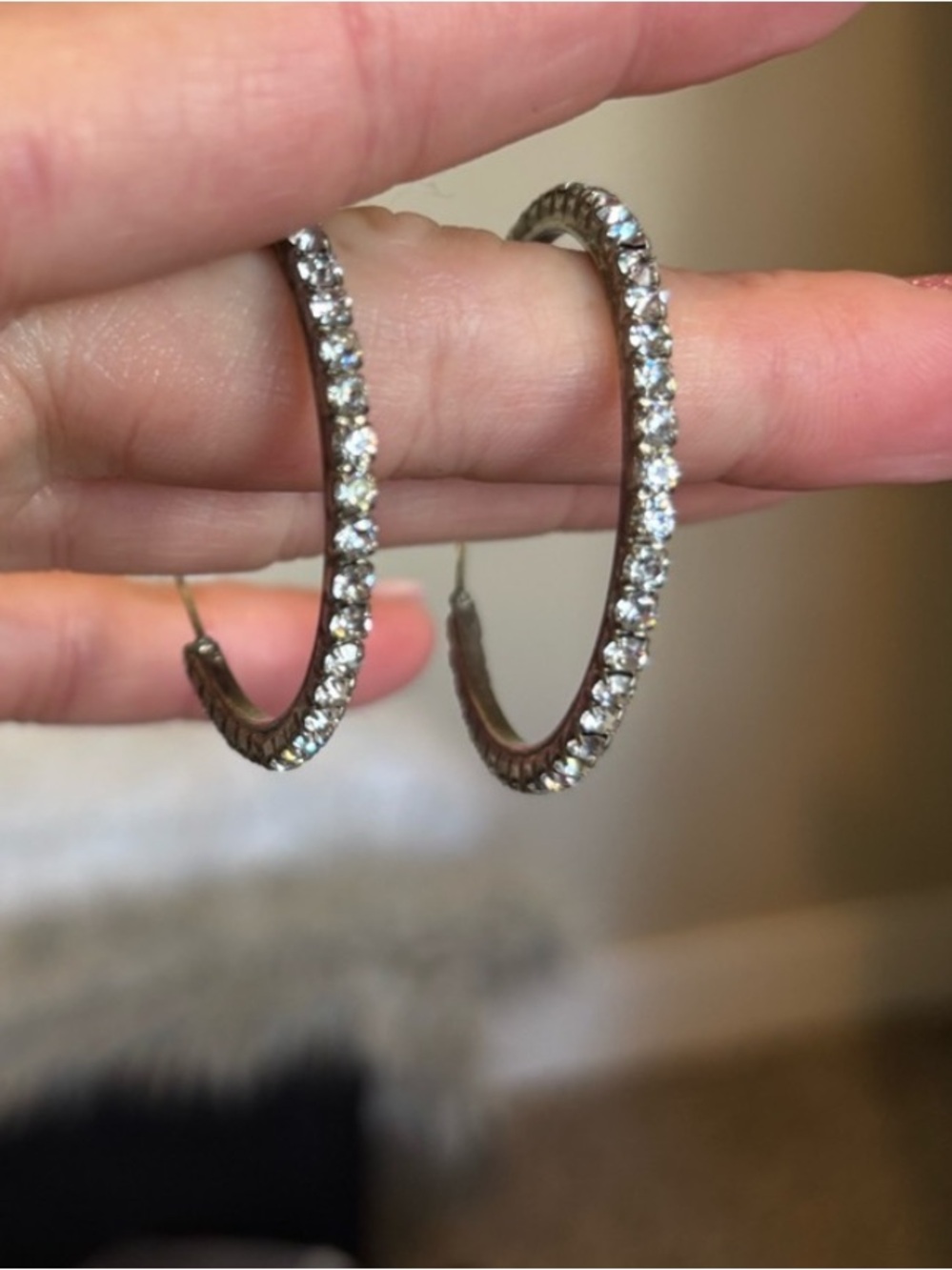 Silver Crystal Hoop Earrings - Women Jewelry